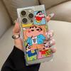 Clear Square Back Tube Case Protection For iPhone 14 Pro Max 15 Plus 12 13 11 16 ProMax Anti-Oxygen,Fragment Crayon Shin Chan Pattern Casing