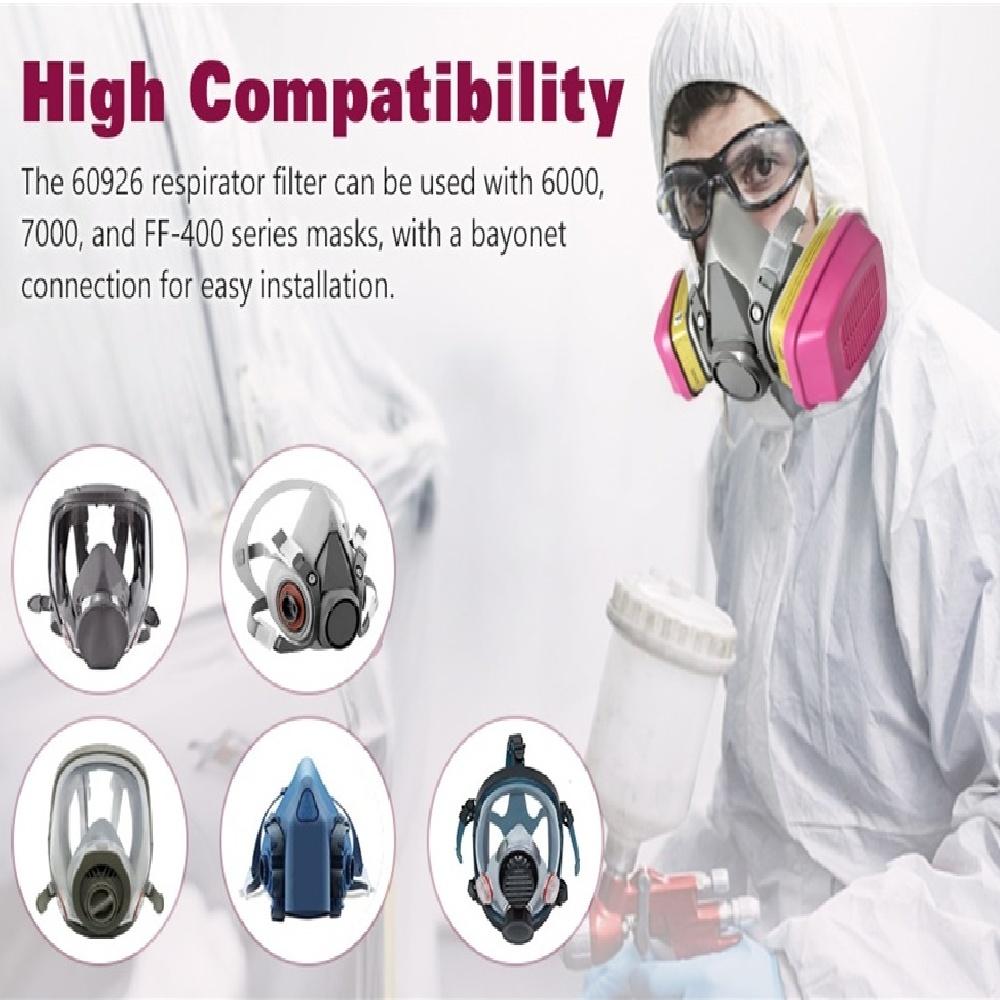 60926 Filter Cartridges for Respirator, Chemical Paint Organic Vapor Cartridges Filters Compatible with 6200, 6800, 7502, 7503 Respirator