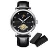 Top Brand Men Automatic Mechanical Time Moon Phase Display Luminous Hands Leather Waterproof Male Business Wrist Watches
