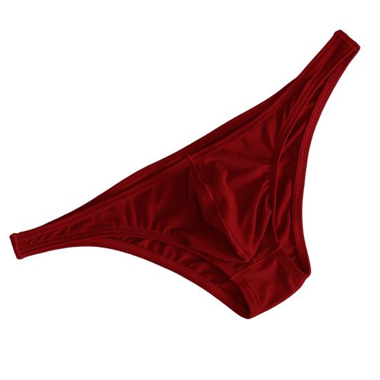 Men Briefs Ice Silk Thin Stripe Solid Color U Convex Inside Wearing Sexy Quick Dry Thong Panties Underpants for Sleeping