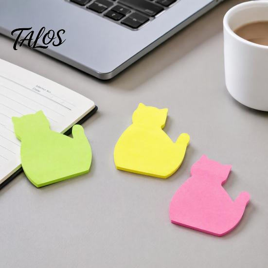 Cute Cat Sticky Notepad 2PCS Shaped Notepads, Multi Color Macaron Adhesive Animal Memo Pads Pads, Compact Decorative Note Tabs for Office School Vivid