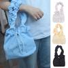 Sweet Pleated Tote Bag Large Capacity Drawstring Handbag Trendy Nylon Shoulder Bag  Commuting