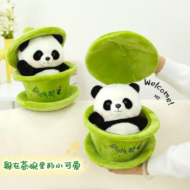 Teacup Giant Panda Plush Doll Cover Bowl Tea Travel Souvenir Gift for Children and Girls