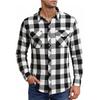 Spring and Summer Slim-fit Black and Red Polished Plaid Shirt Long-sleeved Double-pocket Large-size Cardigan