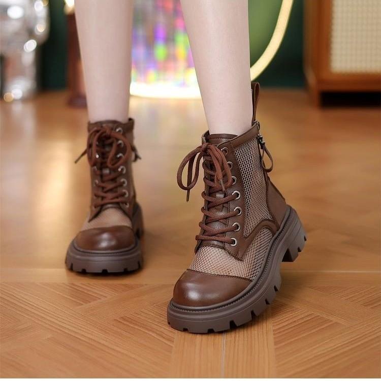 Summer thin Martin boots women's mesh super breathable hollow advanced sense new thick-soled short boots