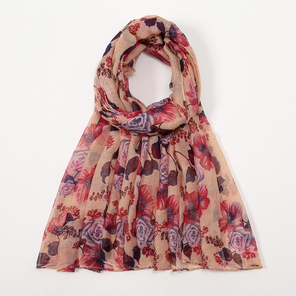 

Fashion Women Brand Viscose Scarf Retro Aztec Floral Voile Hijab Shawls and Wraps Female Foulards Echarpe Designer 180*85Cm