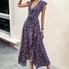 Spring and Summer New Bohemian V-neck Strap Slim Pendulum Print Dress