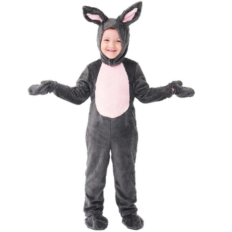 Kids Gray Plush Rabbit Costume Cosplay Outfit Halloween Party Dance Performance Unisex Toddler Jumpsuit