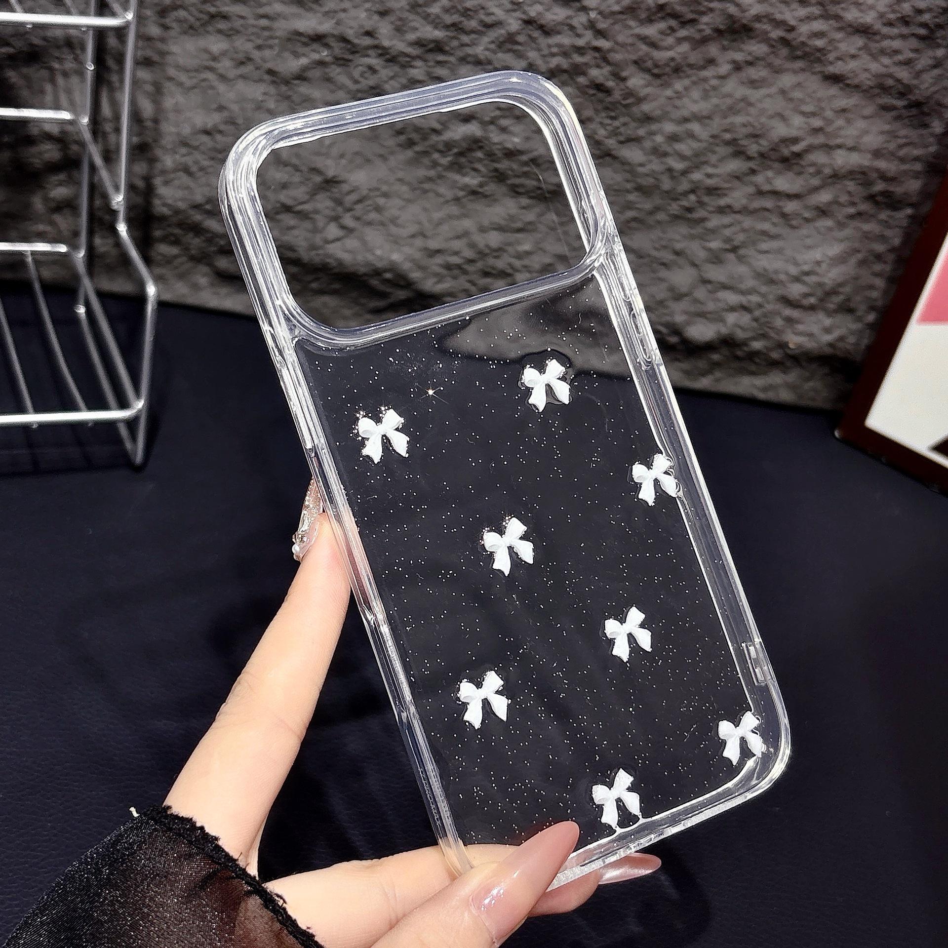 

Glitter Pink Bow Phone Case for iPhone 16 Pro Max and Apple 14-17 Models 13 Pro Max