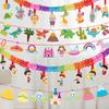 Birthday Energetic Hawaiian Decorating Kit With Colorful Paper Streamers And Triangle Flags For Events