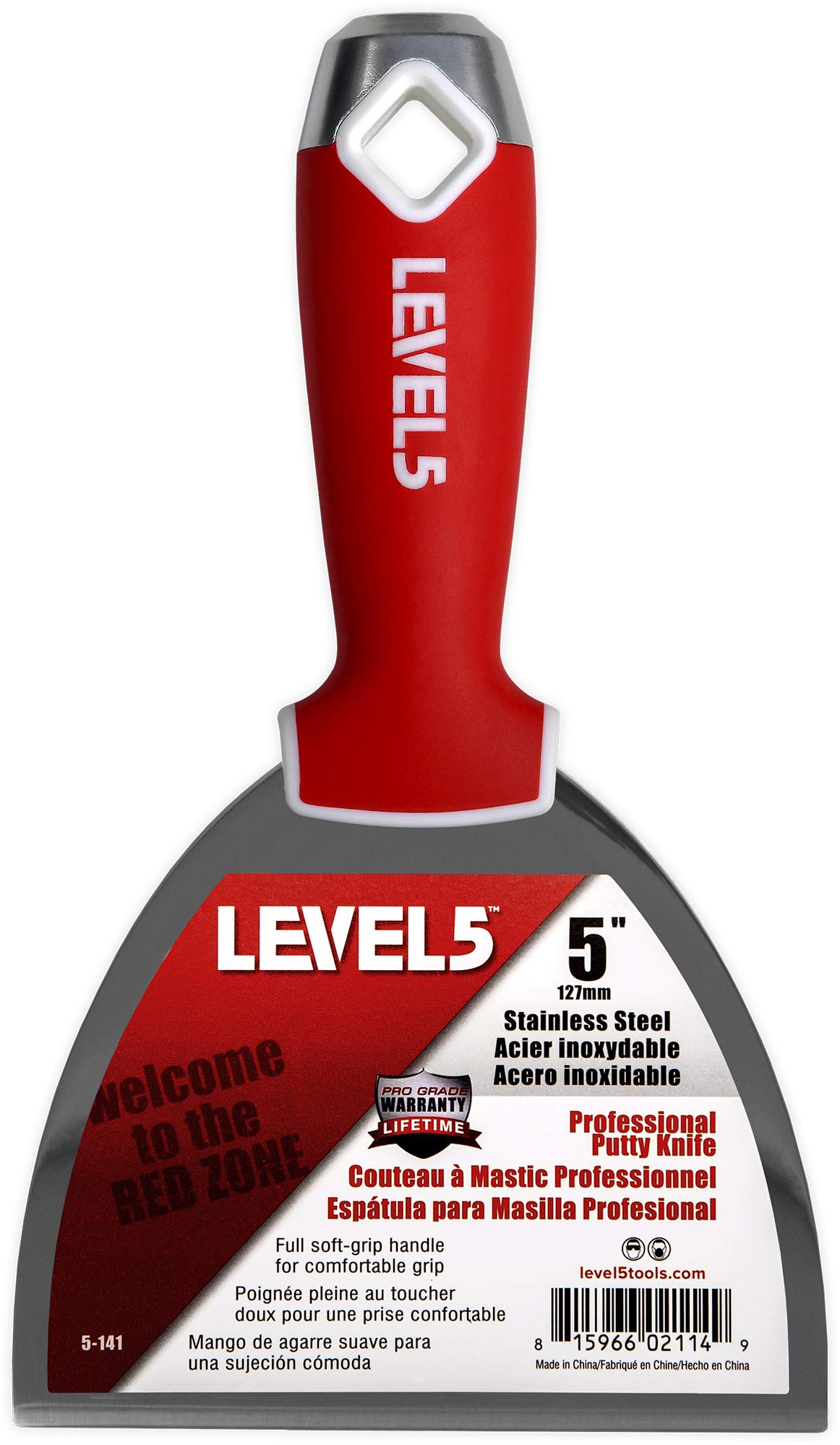 

LEVEL5 Soft Grip Stainless Steel Drywall Joint Professional Comfort Finishing Tool with Metal Hammer Head for Gypsum and Knife/Spatula, Sheetrock,