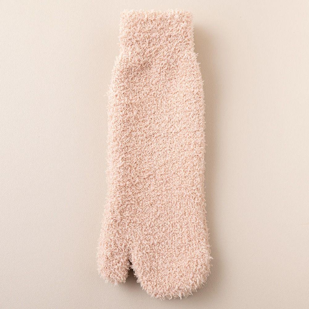 Thickened Warm Separate Toe Plush Socks Mid Tube Floor Socks Winter Two Toe Fleece Socks  Autumn