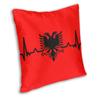 Heartbeat Albania Flag Cushion Cover 40X40Cm Home Decorative Albanian Eagle Shqiponja Throw Pillow For Living Room Double-Sided