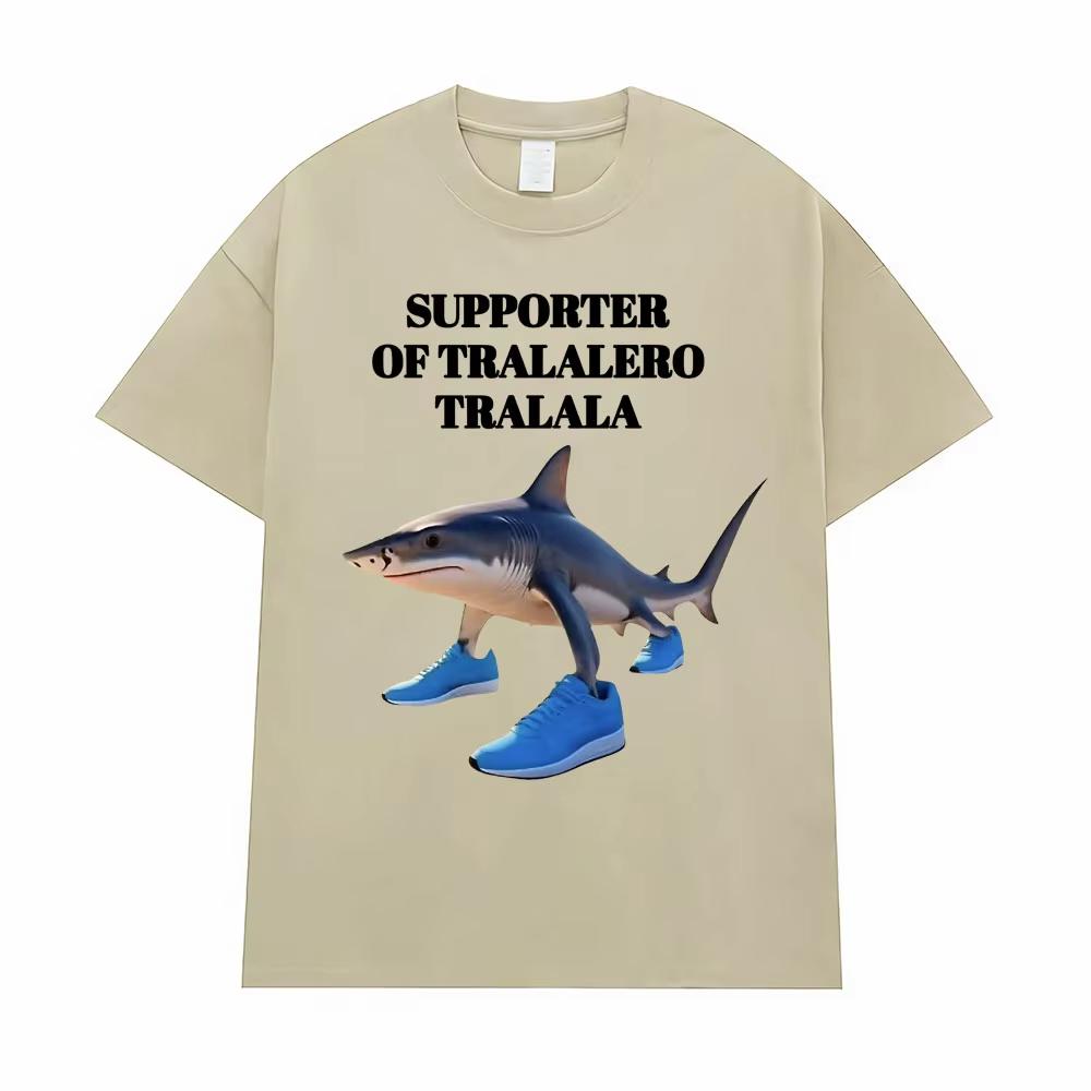 Funny Running Shark Meme T Shirt Supporter of Tralalero Tralala Graphic T-shirt Men Women Clothing Humor Casual Comfort T Shirts