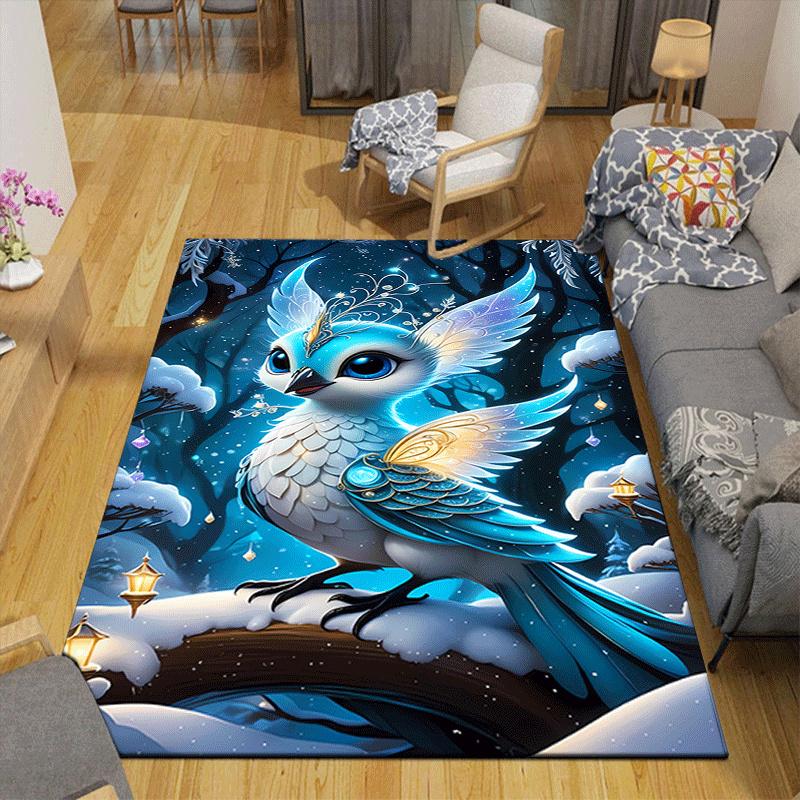 1pc Beautiful Peacock Bird Design Area Rug - Soft, Anti-Slip, and Durable Gaming Room Decor for Bedroom