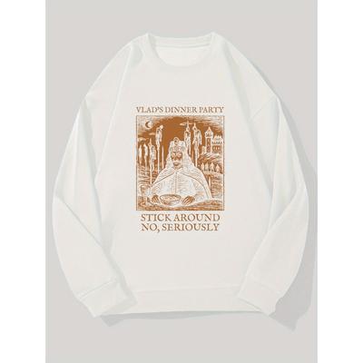 Men's Letter Graphic Casual Crew Neck Sweatshirt, Loose Crewneck Pullover, Trendy Brand Style Men's Spring/Autumn Top