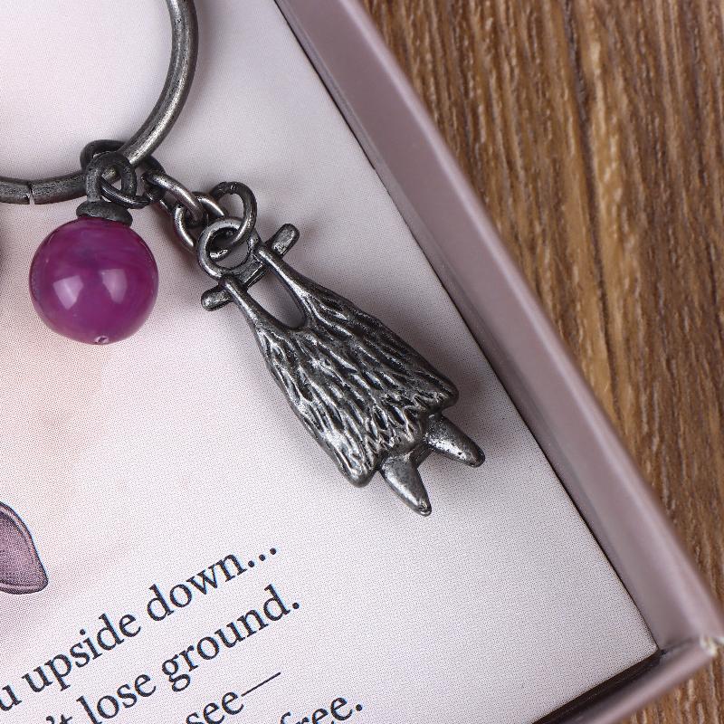 Bat Inspirational Keychain Emotional Support Bat Keychain Metal Bat Pendant With Inspirational Poetry Card Bats Keyring