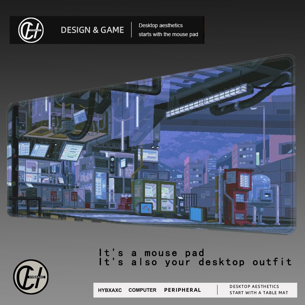 HYBXAXC Pixel Style Large Mouse Pad Gamer Computer and Office Table Desk Mat Gaming Hoom Accessories XL Art Mousepad Pc Cushion