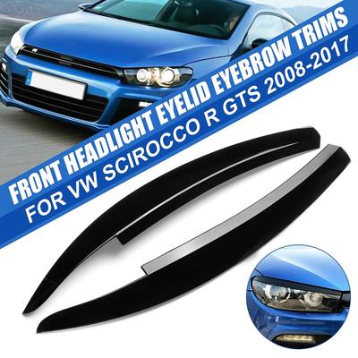 Lesklá čierna/karbónová dvojica pre VW Scirocco R GTS 2008-2017 Predné viečka svetlometov Obočie Lišty Nálepky na auto Vonkajšie príslušenstvo