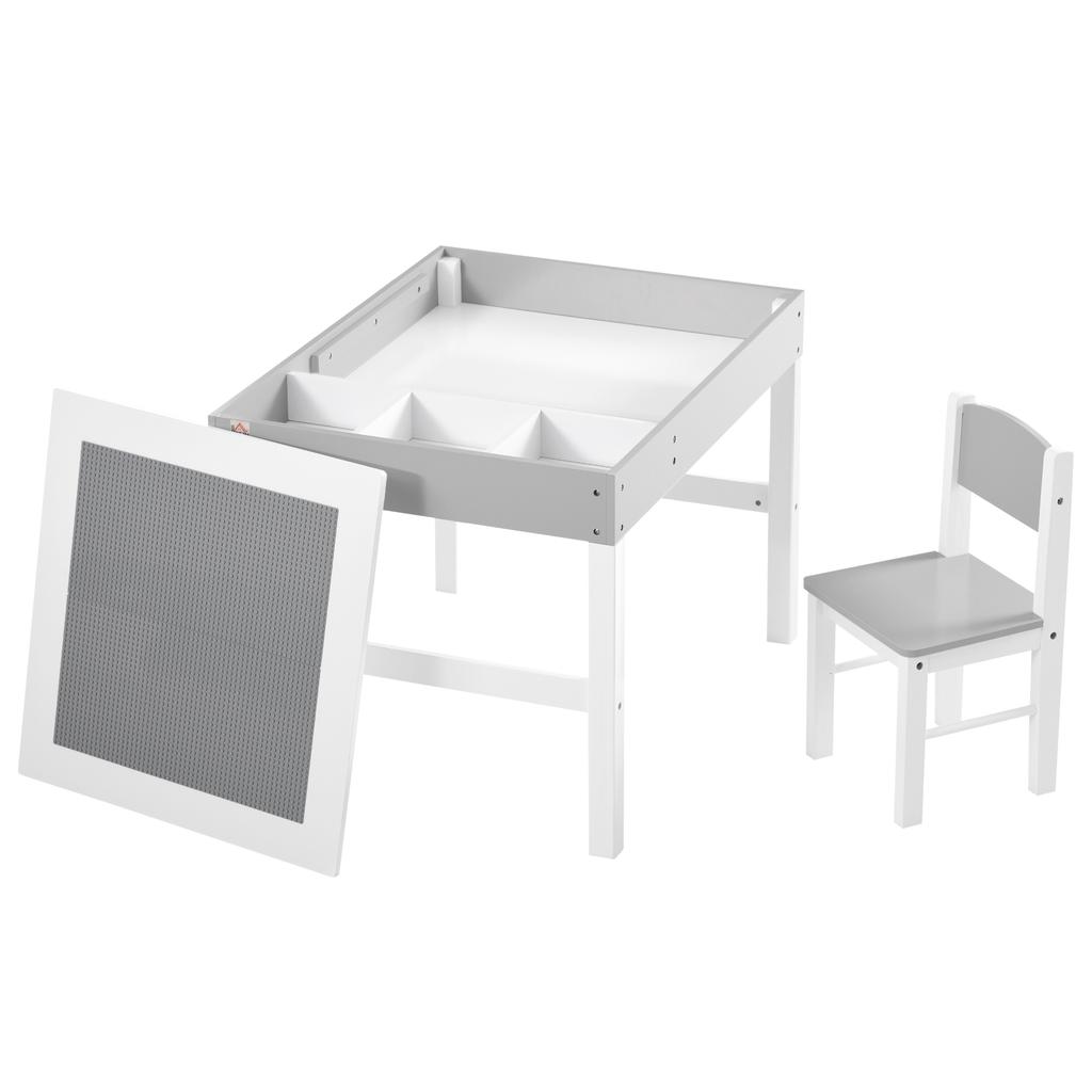 Kids Table And Chair Set With Storage Space Grey