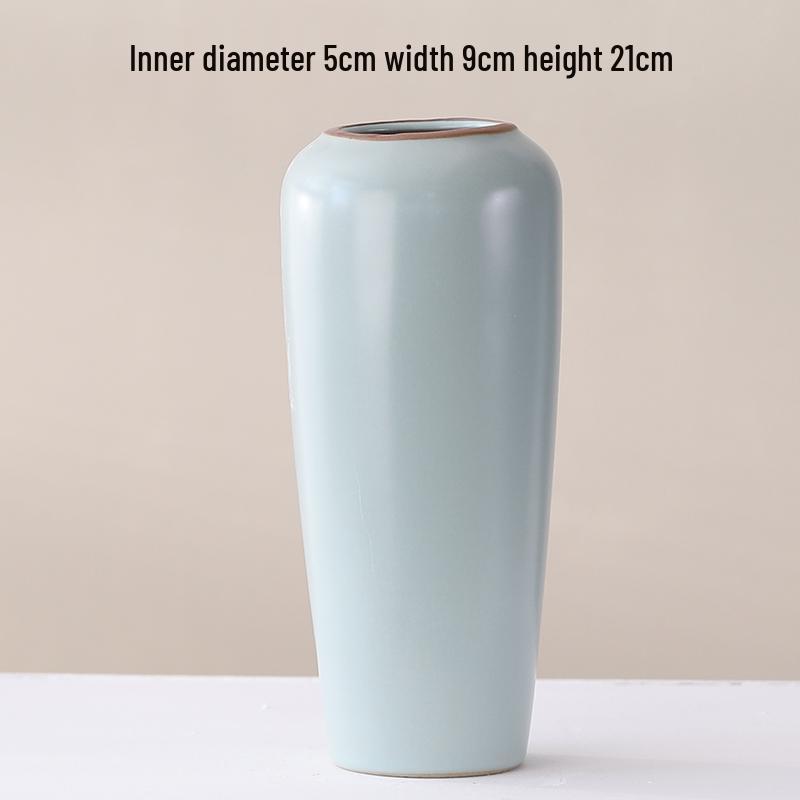 Elegant Celadon Vase: Classical Ru Kiln Ceramic for Hydroponic Flower Arrangements and Living Room Decor