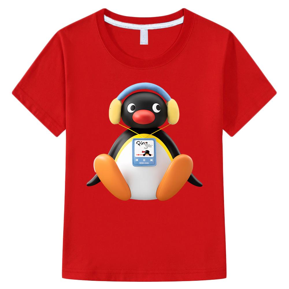 Pingu T-shirt Kawaii Boys Girls Kids Clothing Short Sleeves Sports Fashion Streetwear Manga/Comic Tees