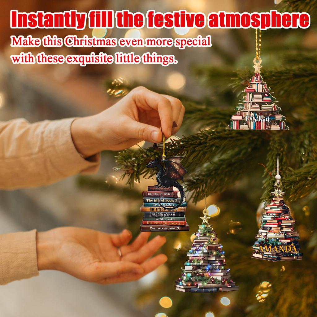 Christmas Book Tree Ornament ACRYLIC, Book Gift, Book Lover Gift, Book Ornament, Book Gift, Book Lover Gift, Librarian Gift