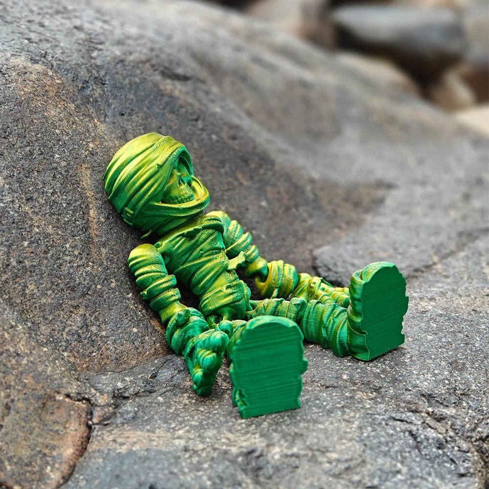 1 шт. 3D-печатная золотисто-зеленая мумия-скелет, реалистичные подвижные суставы, готический стиль, украшение для дома, игрушка S зелёный