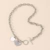 Women European Temperament Sweet Cool Choker Round Heart OT Buckle Chain Micro-set Minimalist Necklace For Women