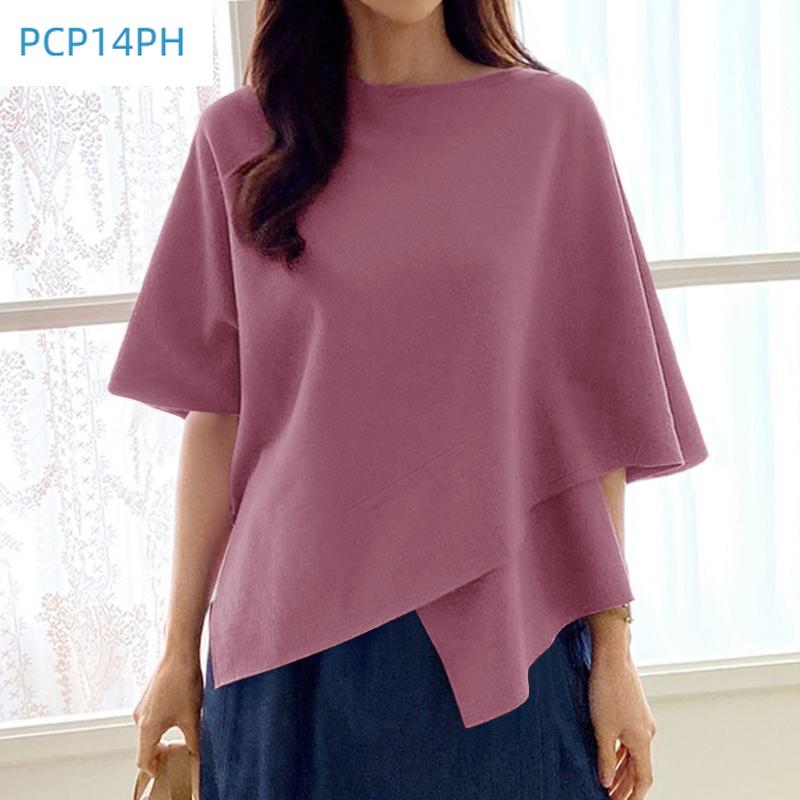 

Жіноча повсякденна блузка з нерівним вирізом з рукавом 3/4, суцільний колір 2XL чорний