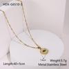 Emerald-Inlaid Zircon Stainless Steel Necklace, 18K Gold Plated, Retro INS Style, Light Luxury, Elegant Jewelry.