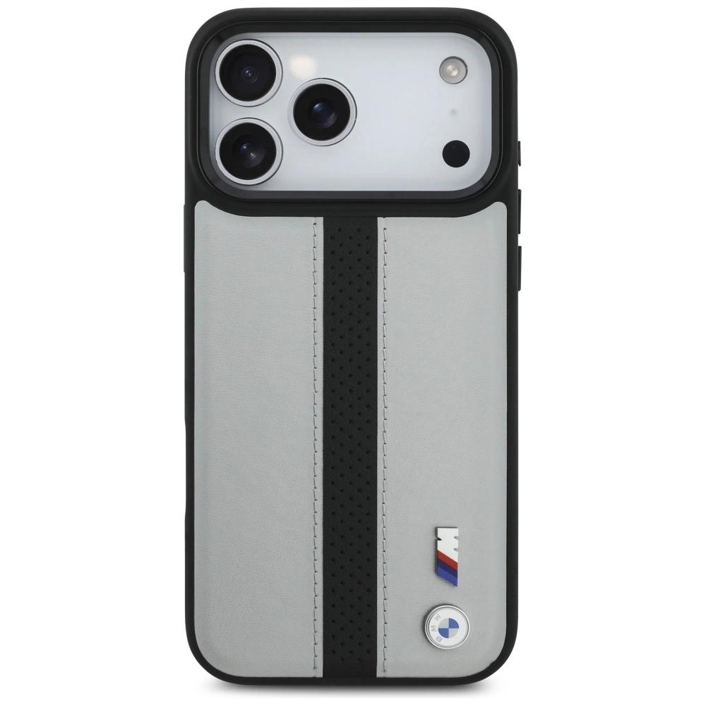 Etui BMW M Perforated Stripe Logo MagSafe na iPhone 17 Pro Max - szare