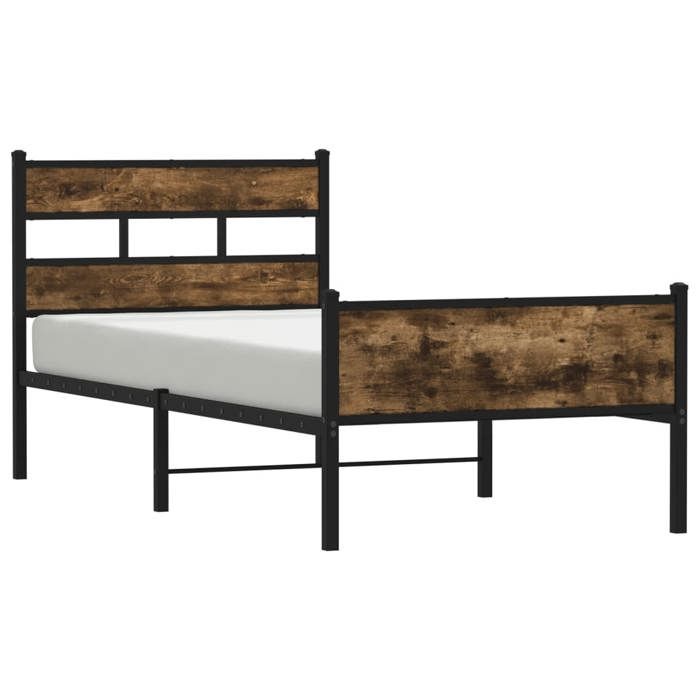 VidaXL Bed Frames Without Mattress Smoked Oak 80x200cm Engineered Wood, Single Bed, Bedroom Furniture, Bed 4017227