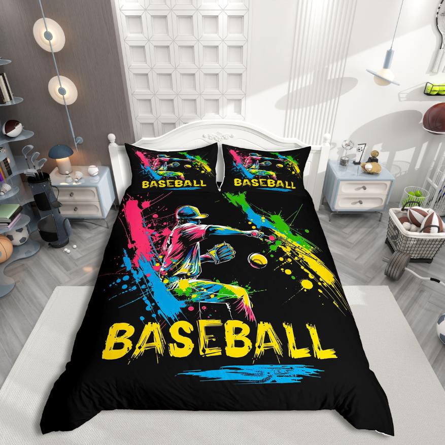 

Homewish Kids Handball Duvet Cover SetTeens Sports Bedding SetWatercolor Splashing Ink Bed Set For Boys EU Single(135*200cm)3pcs