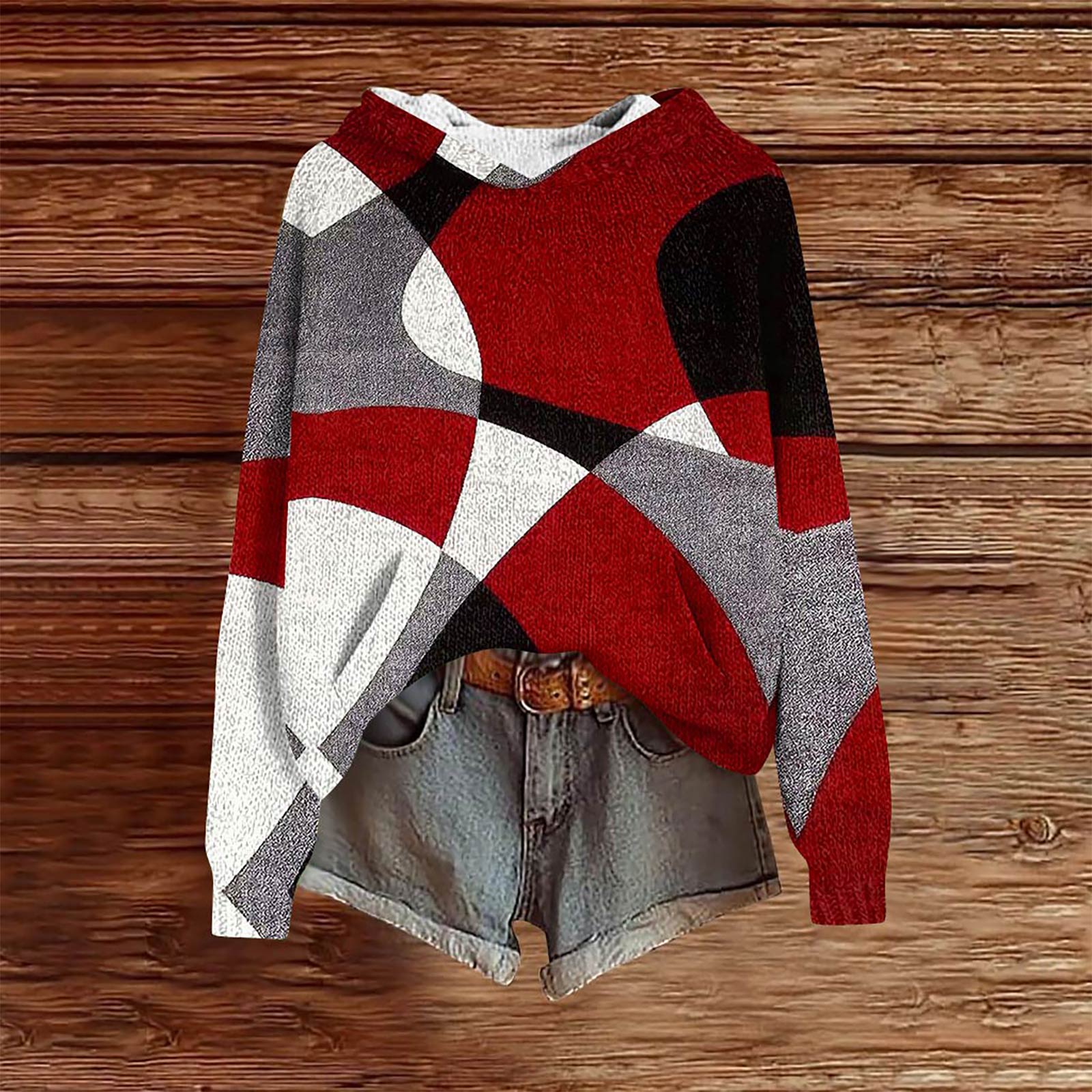 

Женские толстовки Вязаный свитер Милая рубашка Осенний пуловер Толстовка с капюшоном XL