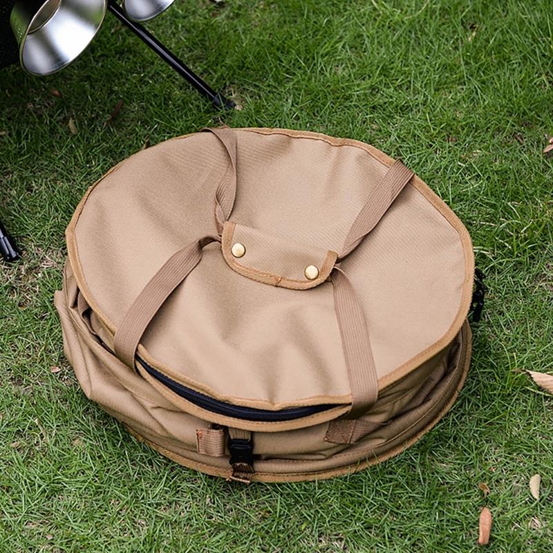 Camping Trash Can Foldable Garbage Bin with Zippered Lid Foldable Garbage Container for Campsites Outdoor Picnics BBQ