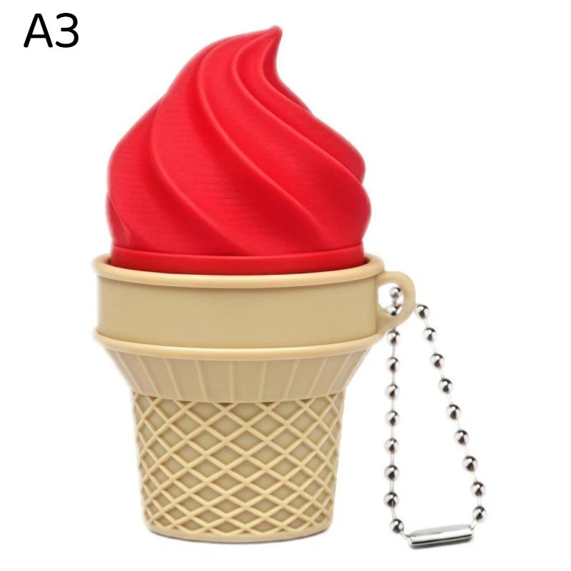 Anti-Stress Ice Cream Cone Keychain 1Pcs Soft Calming Finger Button Fidget Toy for Office Workers Anxiety Relief