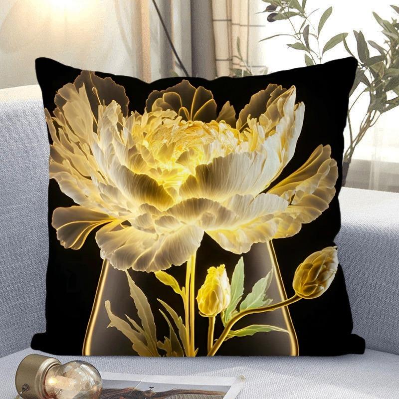 Fantasy Flower Pattern Decorative Pillowcase Living Room Bedroom Square Cushion Pillowcase