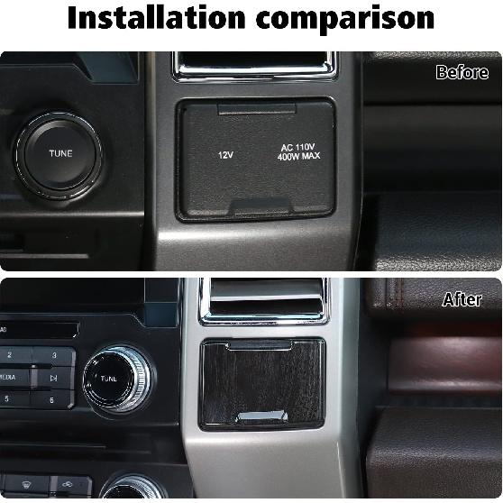 

Voodonala Black Wood Grain Central Electrical Outlet Socket Trim Smoking Lighter Hole Cover for Ford F150 2015-2020