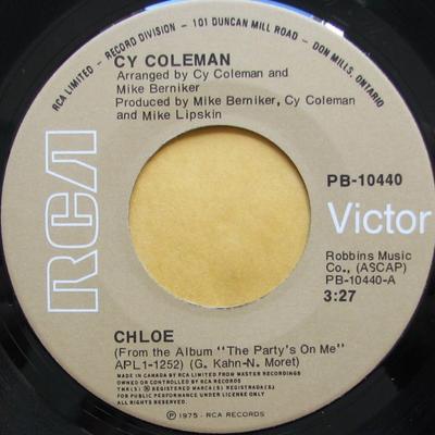 7inch Record CY COLEMAN  Chloe PB10440 RCA VICTOR 1975 Canada SoulFunk Used