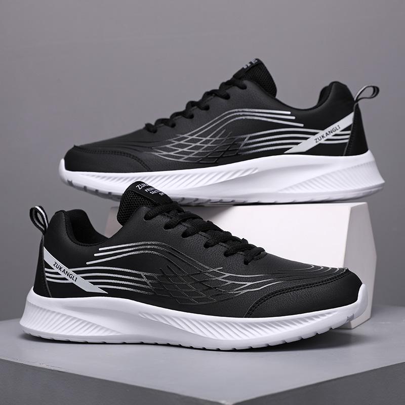 Fashion Thick Soled Black Running Shoes Men Waterproof Athletic Sneakers Men Wear-resistant Non Slip Walking Sport Shoes Comfortable Men