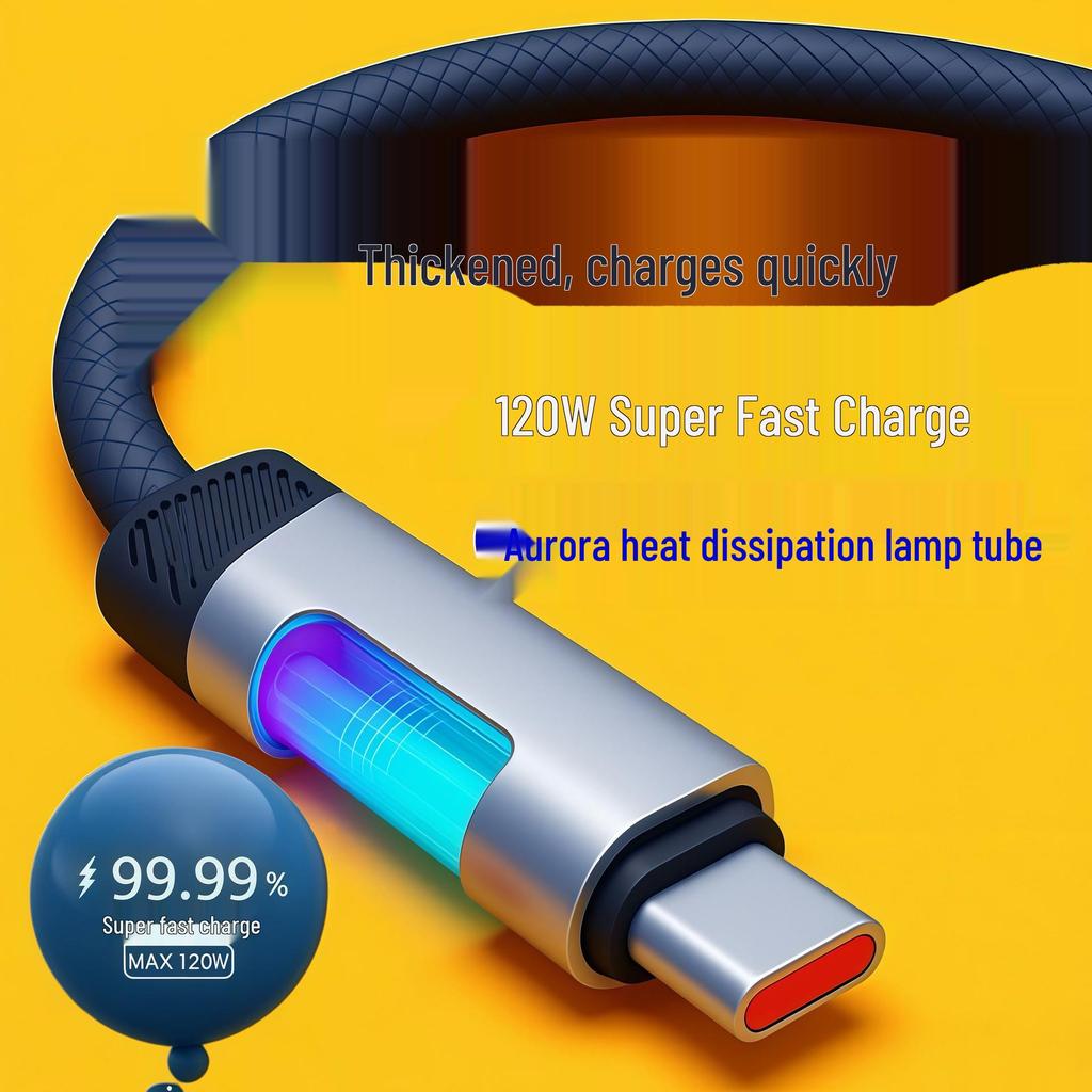 Seven-Color LED Data Cable - Fast PD Charging for Apple, Huawei, Samsung, Xiaomi