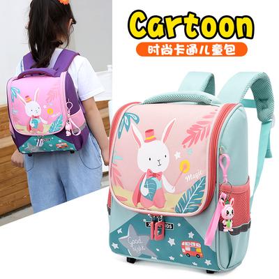 Παιδική σχολική τσάντα, σακίδιο πλάτης με στήριξη λαιμού για μείωση βάρους μαθητή δημοτικού σχολείου, χαριτωμένο κουνελάκι κινουμένων σχεδίων, μοντέρνο σακίδιο πλάτης για μωρό νηπιαγωγείου