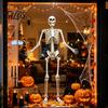 Life Size Halloween Skeleton 5.4FT Life-Size Human Prop for Halloween, Realistic Poseable Full Body Aged Texture Bone with Adjustable Joints, Haunted