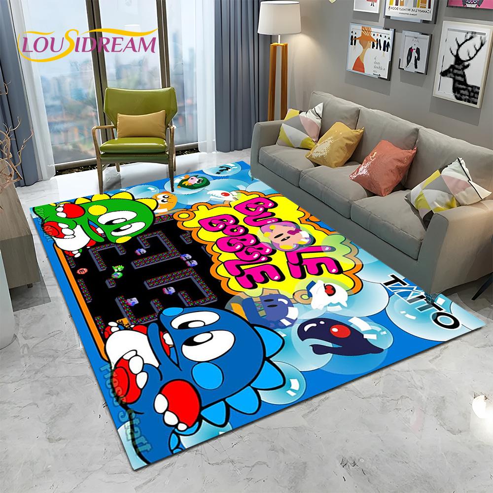 Cartoon Bubble Bobble Game Gamer Carpet Rug for Home Living Room Bedroom Sofa Doormat Decor,kid Play Area Rug Non-slip Floor Mat