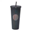 710ML/24OZ Velkokapacitní miska na vodu Matná sklenička s plným hrotem Opakovaně použitelný plastový kelímek se širokým otevíráním, brčko odolné proti úniku