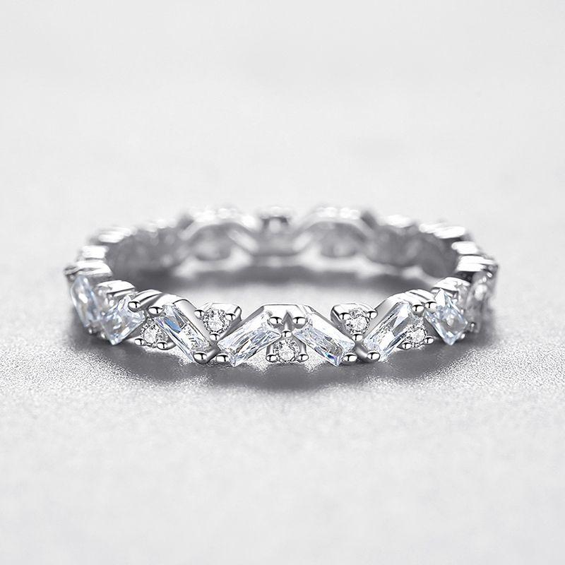 Tancise Classic 925 Sterling Silver  Zircon Ring Ladies Jewelry Wedding Promise Party Gift