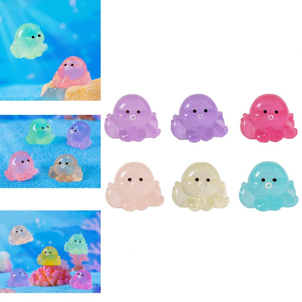 Colorful Glowing Mini Octopus Resin Decoration For Aquarium And Terrariums