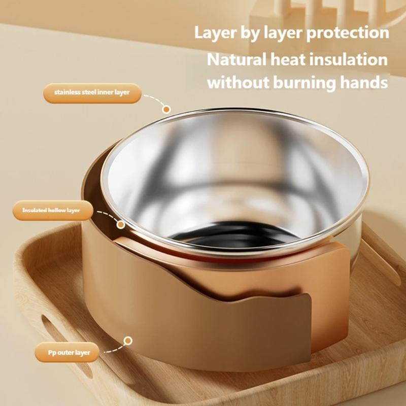Sealed Soup Container 304 Food Grade Stainless Steels Noodles Bowl with Lid Tableware with Phone Stand for Office Use
