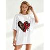 Oversized T Shirt Black Lobster Heart Leopard Print Summer Casual Wear